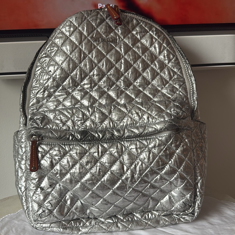 MZ Wallace Silver Quilted Backpack - Picture 3 of 13
